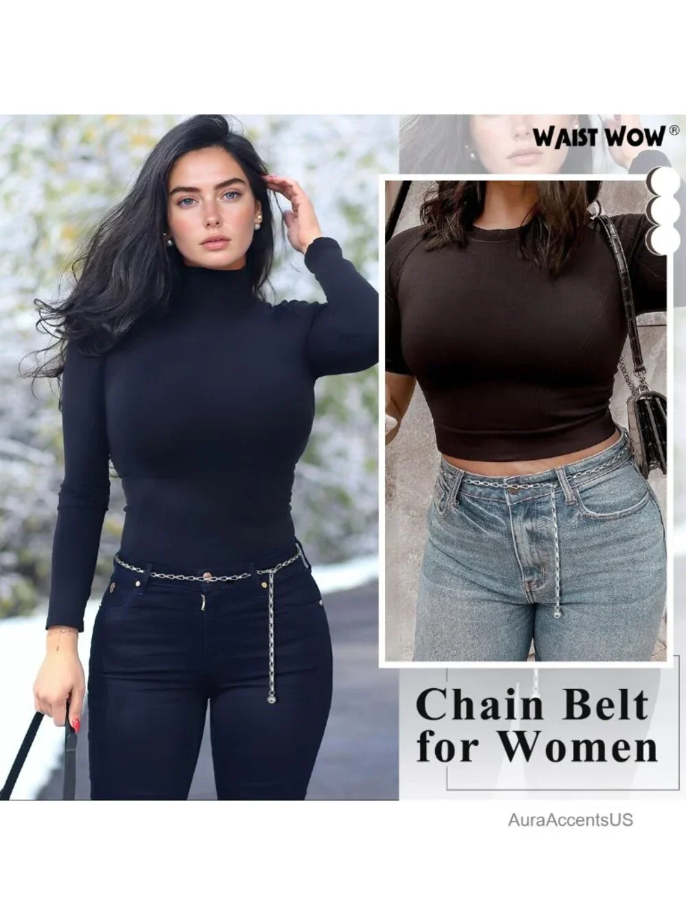 Gold Tone Metal Waist Chain Belt Adjustable Chunky Link Body Belt